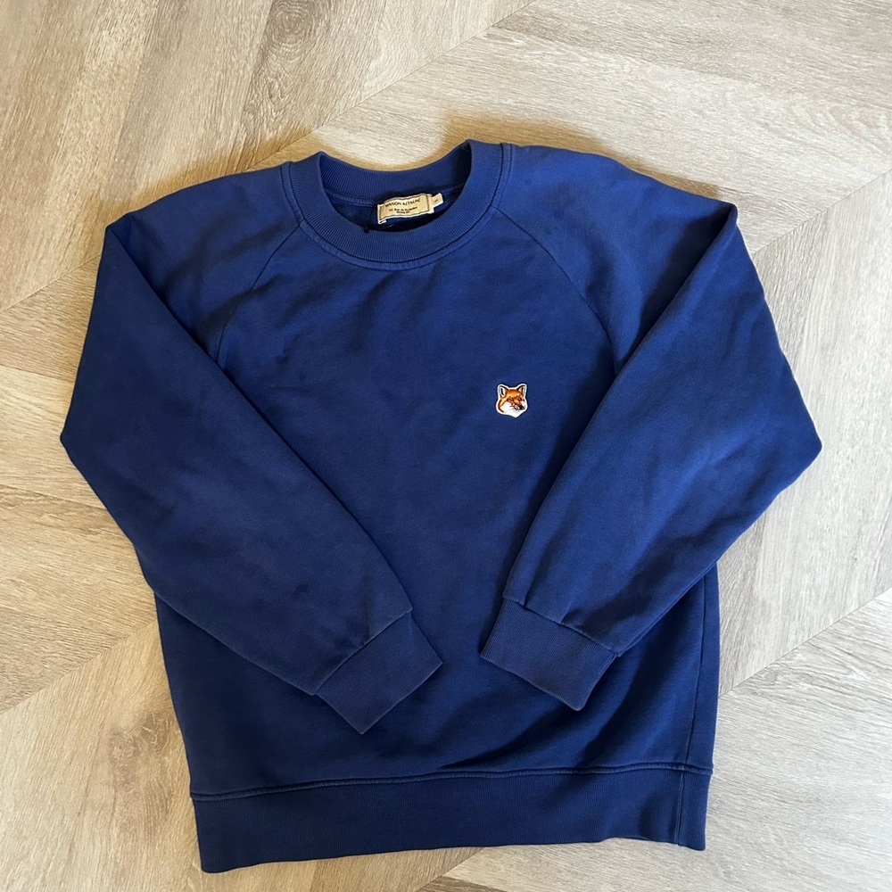 Maison Kitsune Blue Sweatshirt with Fox Logo
